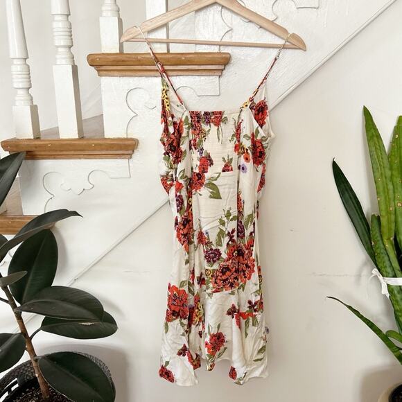 Free People Happy Heart Mini Dress Ruched Smocked Back Adjustable Strap Size M - Picture 3 of 8